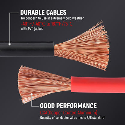 TOPDC 4 Gauge 16 Feet Jumper Cables for Car, SUV and Trucks Battery, Heavy Duty Automotive Booster Cables for Jump Starting Dead or Weak Batteries with Carry Bag, (TD-P0416)
