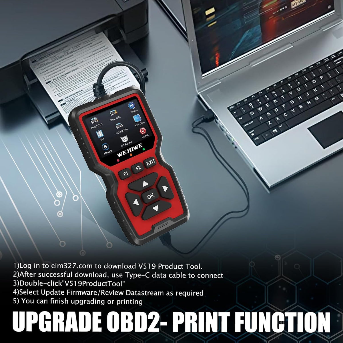 WEJOWE Upgraded OBD2 Scanner Diagnostic Tool, Check Engine Code Reader OBD2 Scanner with Reset, Battery Test Check Engine Light Mode 6, Mode 8 & I/M Car Diagnostic Scan Tool for All OBDII Car