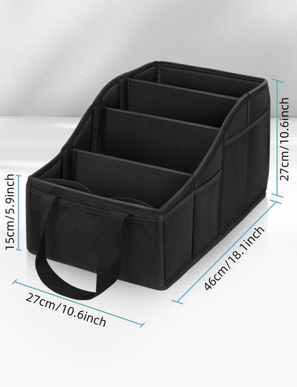 YOHOOLYO Car Seat Organizer Backseat Car Organizer with 4 Compartments, 4 Cup Holders and 7 Mesh Pockets for Front and Rear Seat, Black