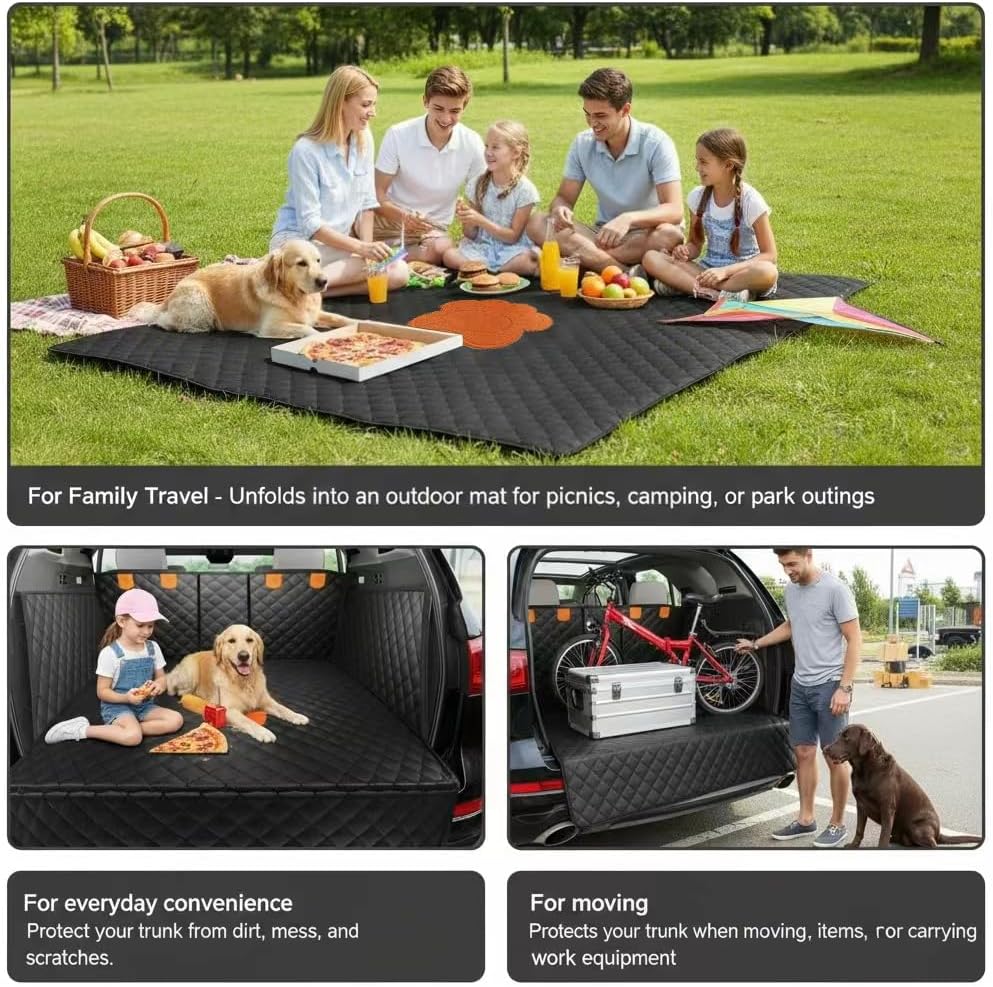 Split Cargo Liner for SUV – for Dogs & Pets, Heavy-Duty, 100% Waterproof Trunk Mat & Cargo Cover – Fits 60/40 Split Bench & Armrest Pass-Through – Machine Washable, Non-Slip, Durable