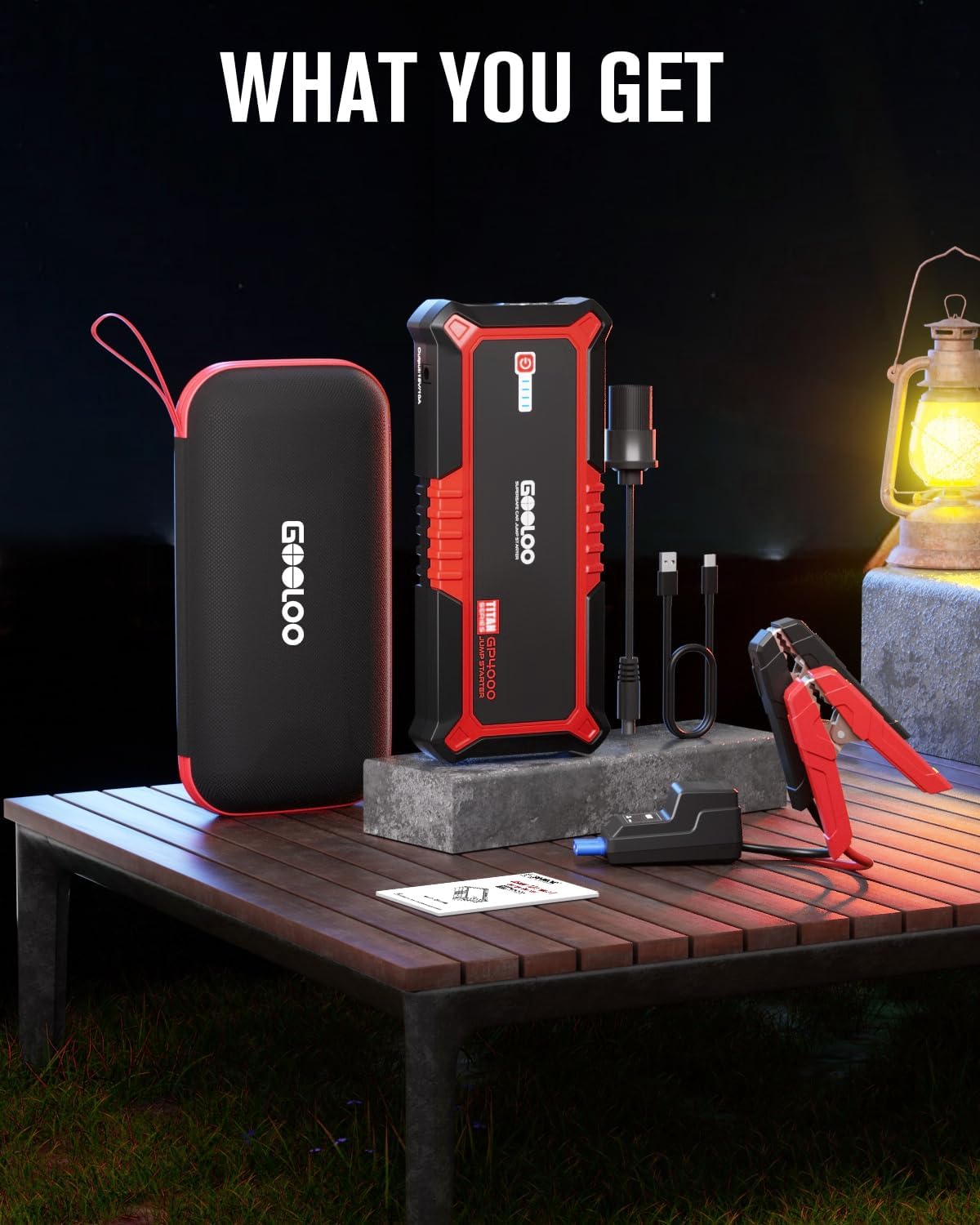 GOOLOO GP4000 Jump Starter 4000A Peak Car Starter (All Gas,up to 10.0L Diesel Engine) SuperSafe 12V Lithium Jump Box,Auto Battery Booster Pack,Portable Power Pack with USB Quick Charge and Type C Port