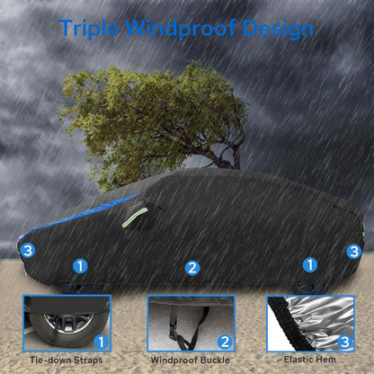 Avecrew Car Cover Waterproof All Weather for Automobiles, Outdoor Heavy Duty Full Exterior Covers for Sedan(194"-208")