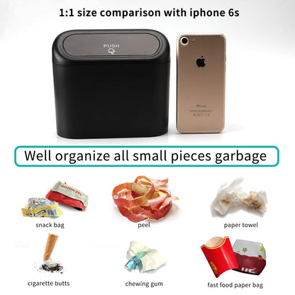 Accmor Car Trash Can with Lid, Leakproof Vehicle Garbage Organizer Holder Bin with 60 Pcs Trash Bags, Mini Auto Dustbin Interior Accessories Storage Container for SUV, Office, Home