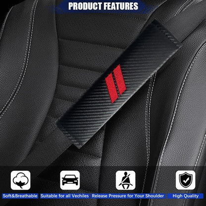 JDDRY 2PC Car Seat Belt Covers Pads,Seatbelt Strap Cover,Seat Belt Shoulder Strap Pads,Carbon Fiber Leather Car Interior Accessories(2Pack,Black-USA Flag)