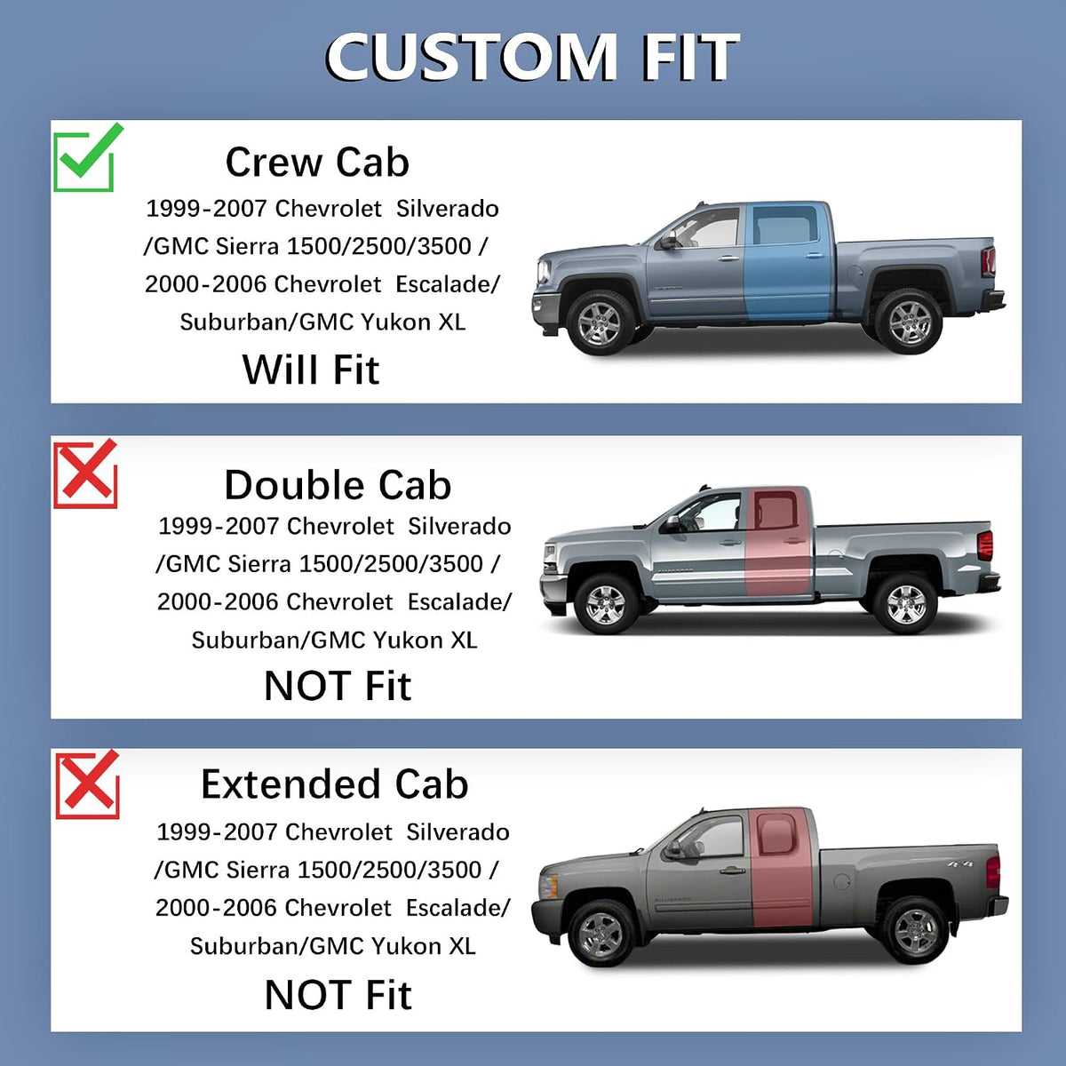 KARPAL Floor Mats for 2007-2013 Chevy Silverado & GMC Sierra 1500 Crew Cab / 2007-2014 2500/3500 HD(Footwell Coverage), All-Weather TPE Custom Fit Floor Liners Car Accessories