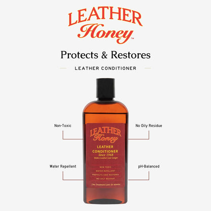 Leather Honey Cleaner and Conditioner Bundle with 16oz Spray Cleaner with UV Protectant and 8oz Conditioner