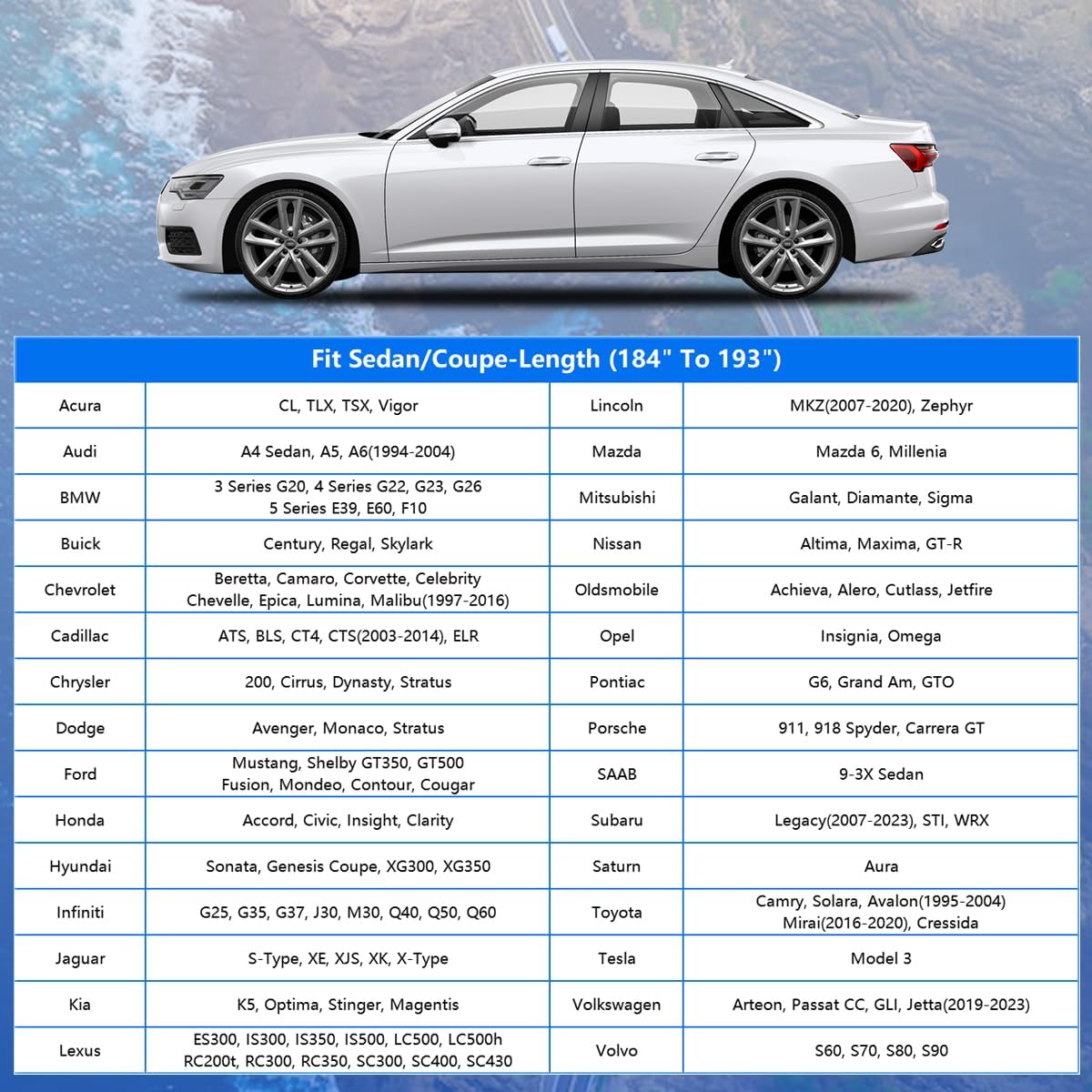 GUNHYI Car Cover for Automobiles All Weather Waterproof, Universal Fit Sedan Ford Mustang, Chevy Camaro/Malibu, Kia Optima, Hyundai Sonata, Nissan Altima, Volkswagen Passat, Tesla Model 3 etc.