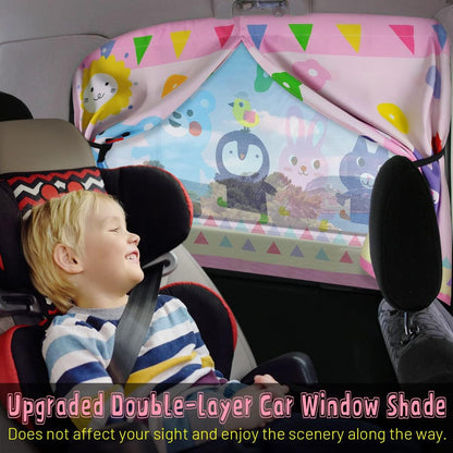 Car Window Shades, 2 PCS Magnetic Double Layer Auto Sun Shade for Side Windows Privacy Full Covers/Half Shade Options Back Car Window Curtains for Baby Protection