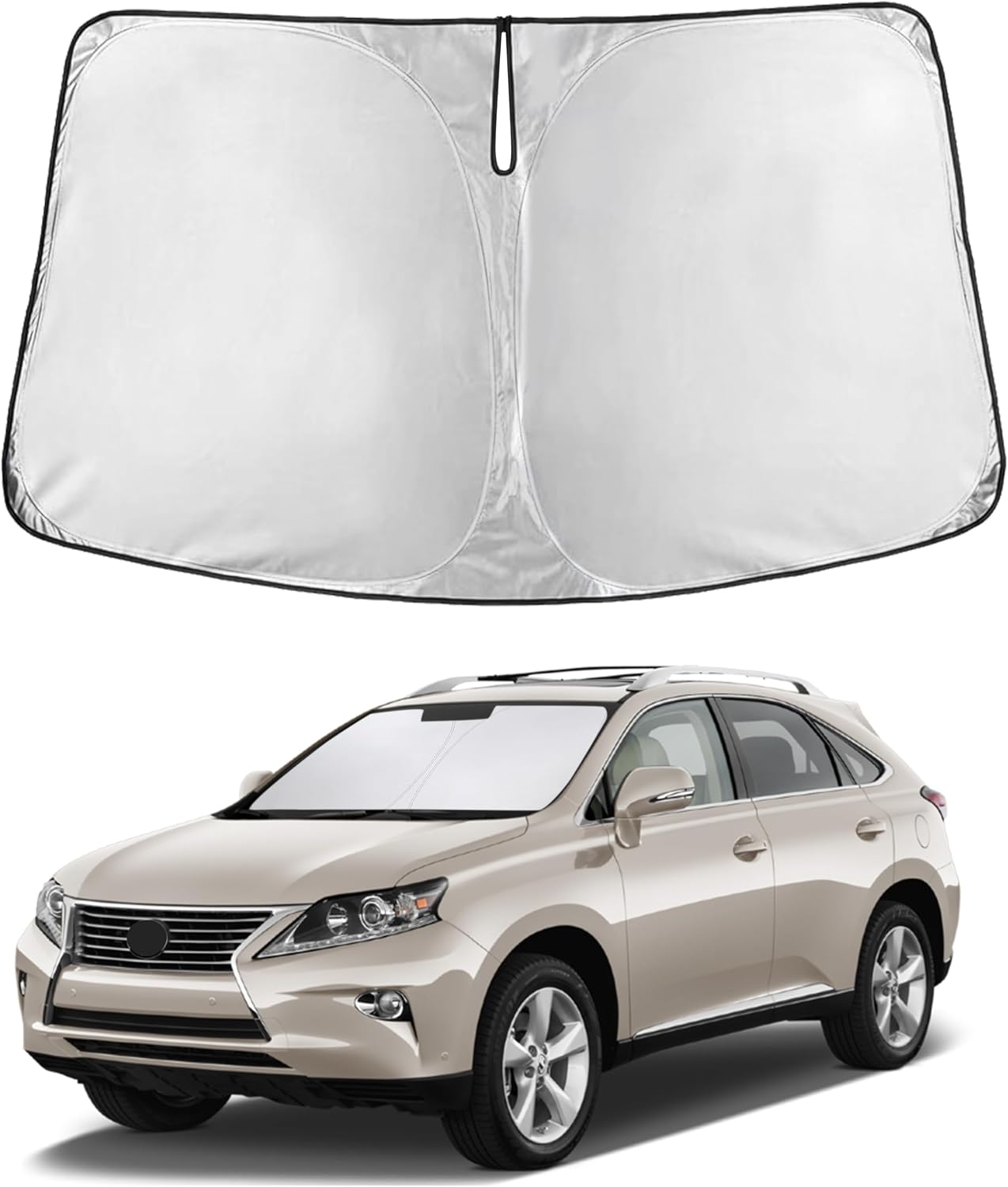 EcoNour Car Windshield Sun Shade | 2025 Upgraded Innovative No-Light-Pass Technology for Maximum Coverage | Foldable Sun Shade Keeps Your Vehicle Cool | Must-Have Car Accessories | Small (59" x 29") - Colors F