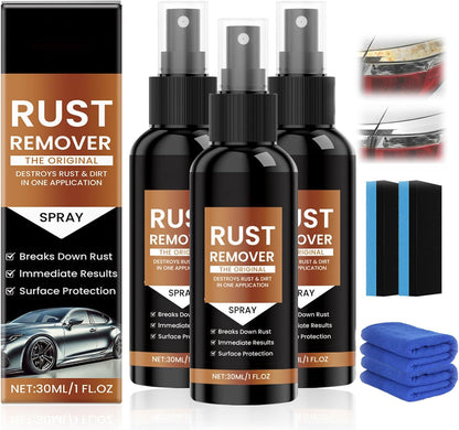 Rust Remover Spray Heavy Duty Metal Cleaner, Upgrade Rust Remover for Metal, Multipurpose Rust Stain Remover Spray, Iron Remover Car Detailing,Heavy Duty Rust Dissolver for Metal (30ML*3Pcs)