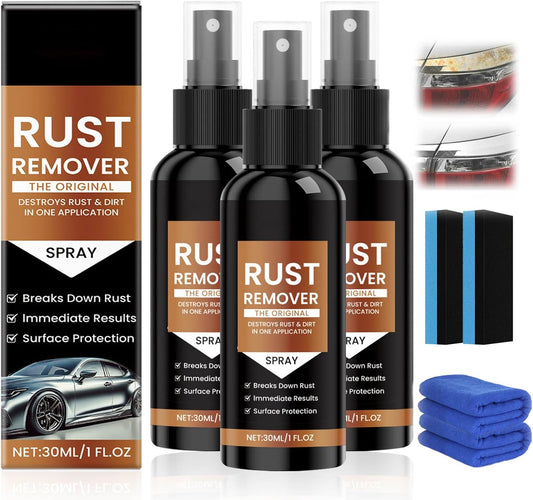Rust Remover Spray Heavy Duty Metal Cleaner, Upgrade Rust Remover for Metal, Multipurpose Rust Stain Remover Spray, Iron Remover Car Detailing,Heavy Duty Rust Dissolver for Metal (30ML*3Pcs)