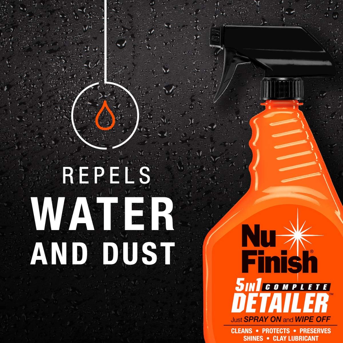 5-in-1 Complete Detailer Spray with Towel by Nu Finish, Preserves and Protects Car Detailing, Includes 1 Microfiber Towel, 22 Oz Spray