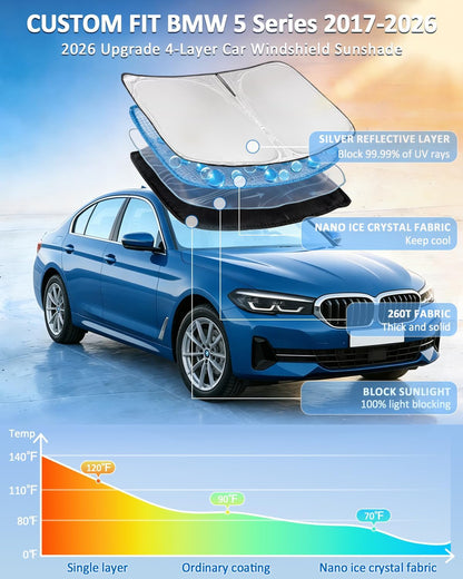 for Toyota Tacoma 2016-2023 2024 2025 2026 Sun Shade Sunshade Windshield Cover - 4 Layers Front Window Shade Custom Fit Tacoma 2Dr 4Dr Pickup Sun Visor 240T Shade Blocks UV Rays Car Accessories - Colors F