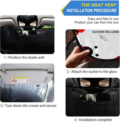 Black Leopard Car Windshield Sun Shade Animal Skin Print Foldable UV Ray Sun Visor Protector Sunshade to Keep Your Vehicle Cool (51" x 27.6")