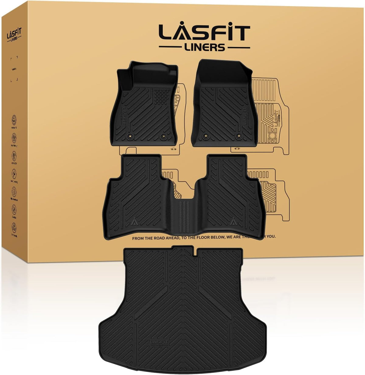 LASFIT Floor Mats Fits for Hyundai Sonata 2020-2026 (Only for FWD & Gas) & Kia K5 2021-2025 (Only for FWD) Custom Fit TPE All Weather Floor Liners Car Mats Accessories, Black