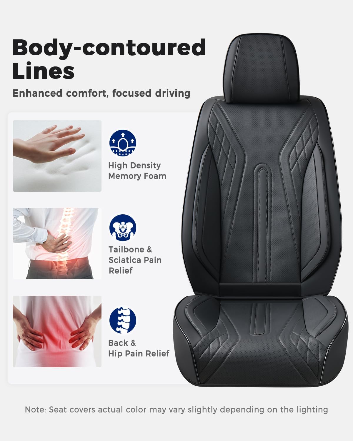 Huidasource Coffee Seat Covers Full Set, Universal Fit for Most Cars Trucks SUV, Full Coverage Leather Seat Cover, Airbag, Cupholder Compatible, Velcro Adjustable, Heaating/Cooling Function Retain