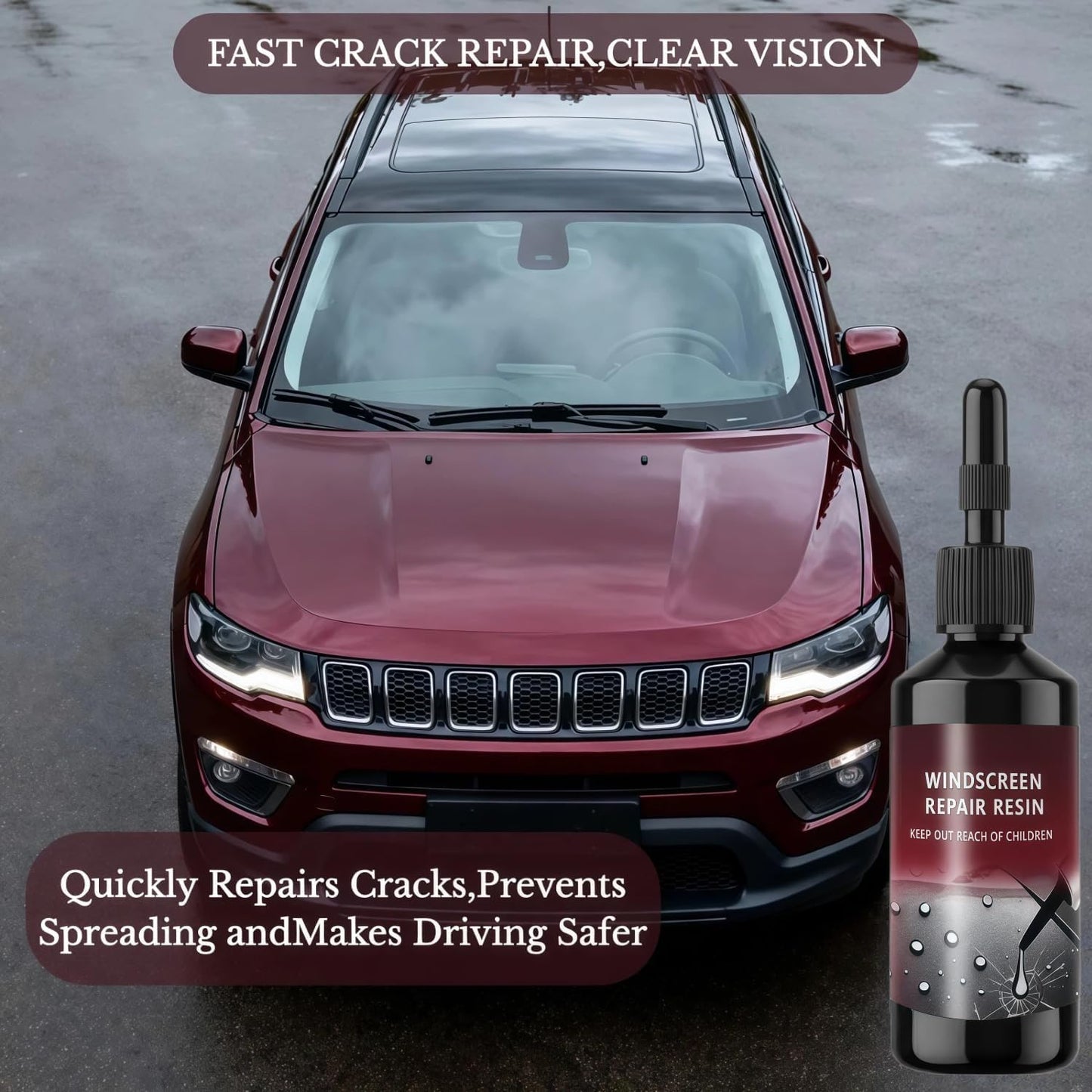 Windshield Repair Kit, 2026 Latest Car Windshield Crack Repair Kit, 5Min Quick-Repair, 2 Bottles Nano Glass Repair Liquid,Fix Bullseye & Star Cracks. All Crack Types Windshield Repair Kit
