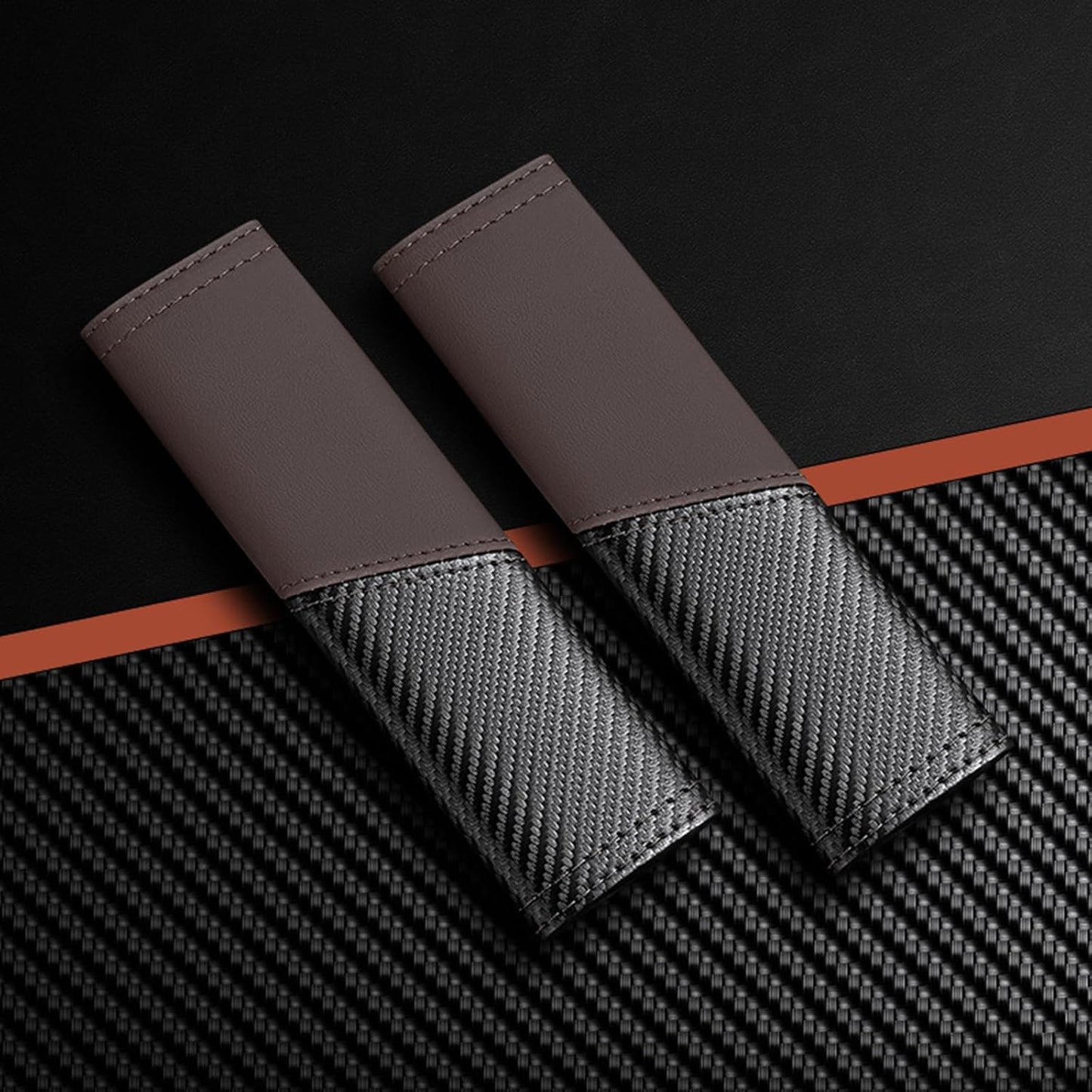 2 PCS Car Seat Belt Cover Pads - Seatbelt Covers with Carbon Fiber & Faux Leather, Soft Shoulder Strap Cushion for Neck & Shoulder Pain Relief, Universal Fit for Car Truck Accessories(Black)