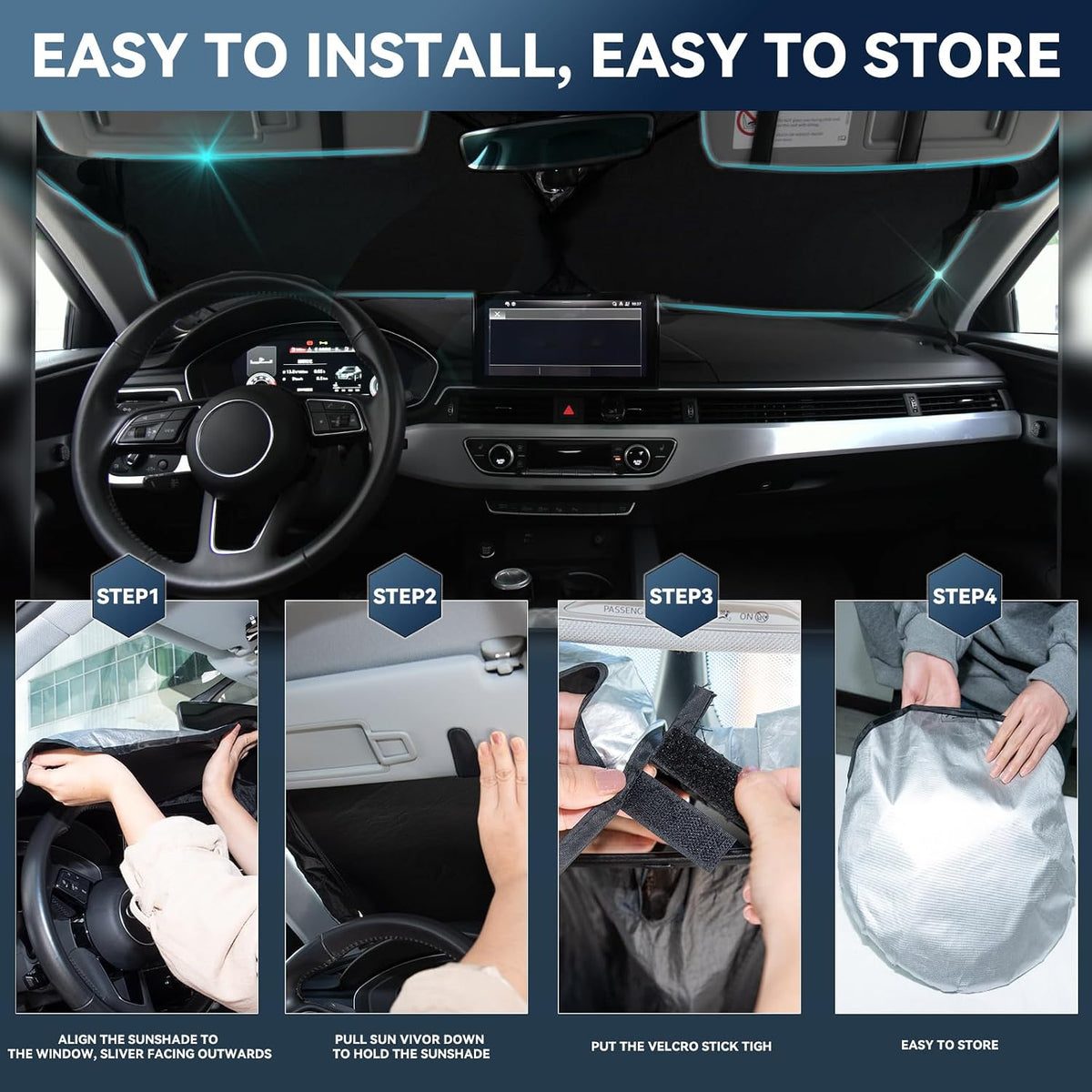 for Toyota Tacoma 2016-2023 2024 2025 2026 Sun Shade Sunshade Windshield Cover - 4 Layers Front Window Shade Custom Fit Tacoma 2Dr 4Dr Pickup Sun Visor 240T Shade Blocks UV Rays Car Accessories - Colors A