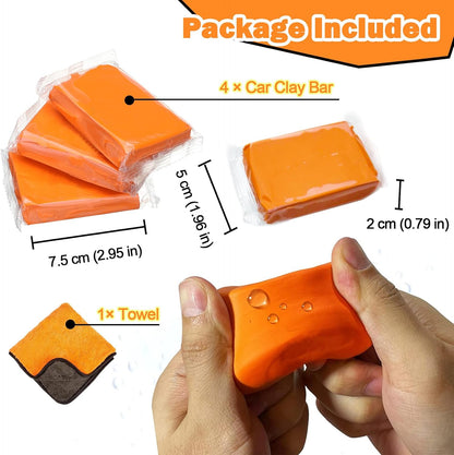 Car Clay Bar 4 Pack 400g, Premium Grade Clay Bars Auto Detailing Magic Clay Bar Kit with Towel Clay Bar Cleaner with Washing and Adsorption Capacity for Car Wash Car Detailing Clean,RV,Glass Cleaning