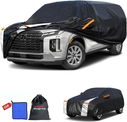 Large SUV Car Cover for Chevy Suburban 100% Waterproof All Weather, Heavy Duty Outdoor Full Exterior Covers Rain Sun Wind UV Protection. - Colors C