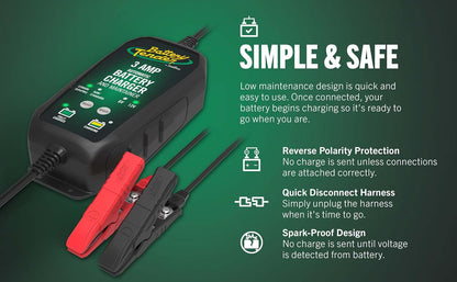 Battery Tender 3 AMP Battery Charger and Maintainer - Automotive Switchable 12V or 6V Smart Automatic for Cars SUVs and Trucks - Lead Acid, AGM, Gel, & Lithium Battery Charger - 022-0202-COS