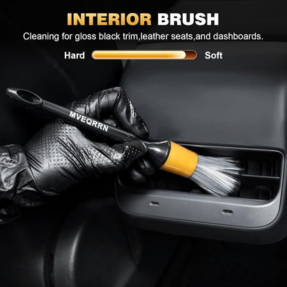 10PCS Car Detailing Brush Set,Boars Hair Car Cleaning Detail Brush kit,Ultra Soft No Scratch Car Dust Brush,Car Interior Detailing Brushes Kit,Detail Brushes Car Detailing for Interior Exterior(green)