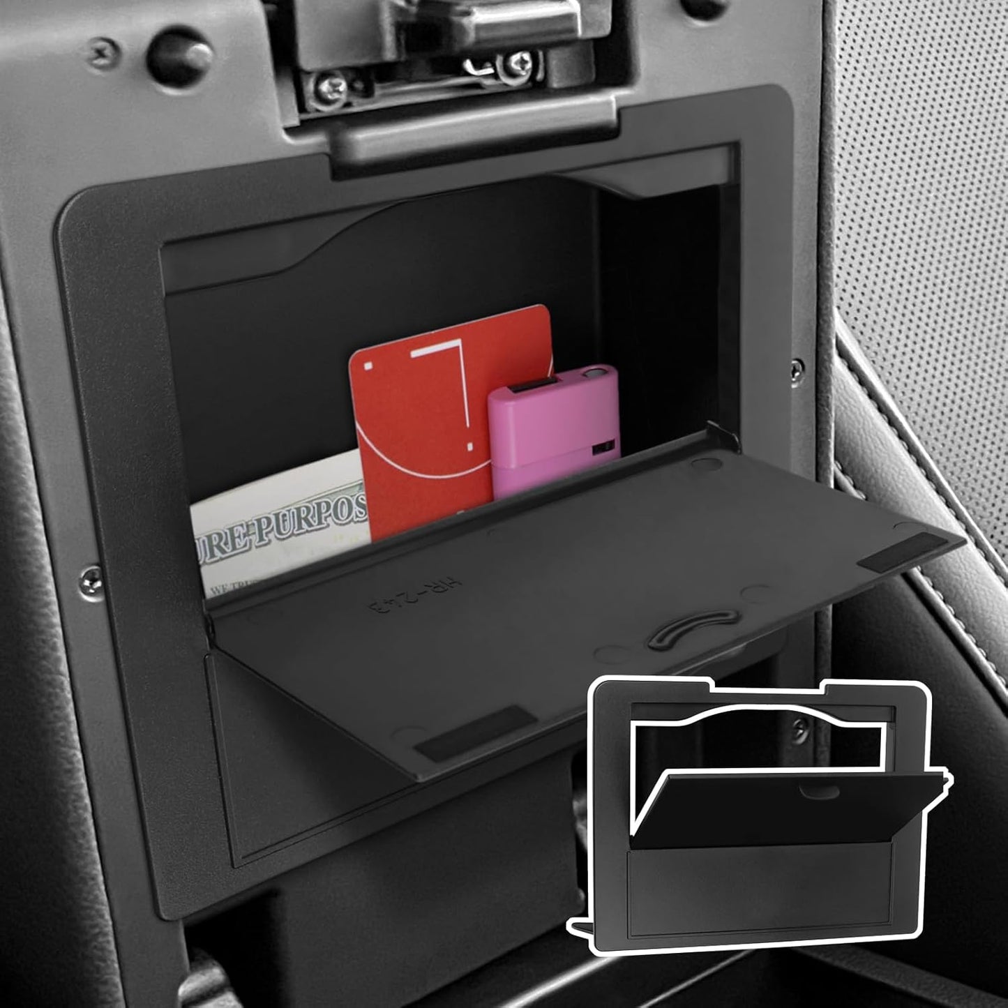 Glove Box Dividers Organizer Compatible with Toyota 2016-2020 2021 2022 2023 Tacoma Accessories Black ABS Material Center Console Organizer
