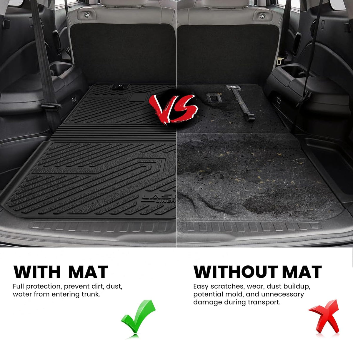 LASFIT Cargo Liner for Honda CR-V 2026 2025 2024 2023 (Gasoline & Hybrid & e:FCEV) All Weather TPE Car Trunk Mat (Upper Position), Cargo Only Black