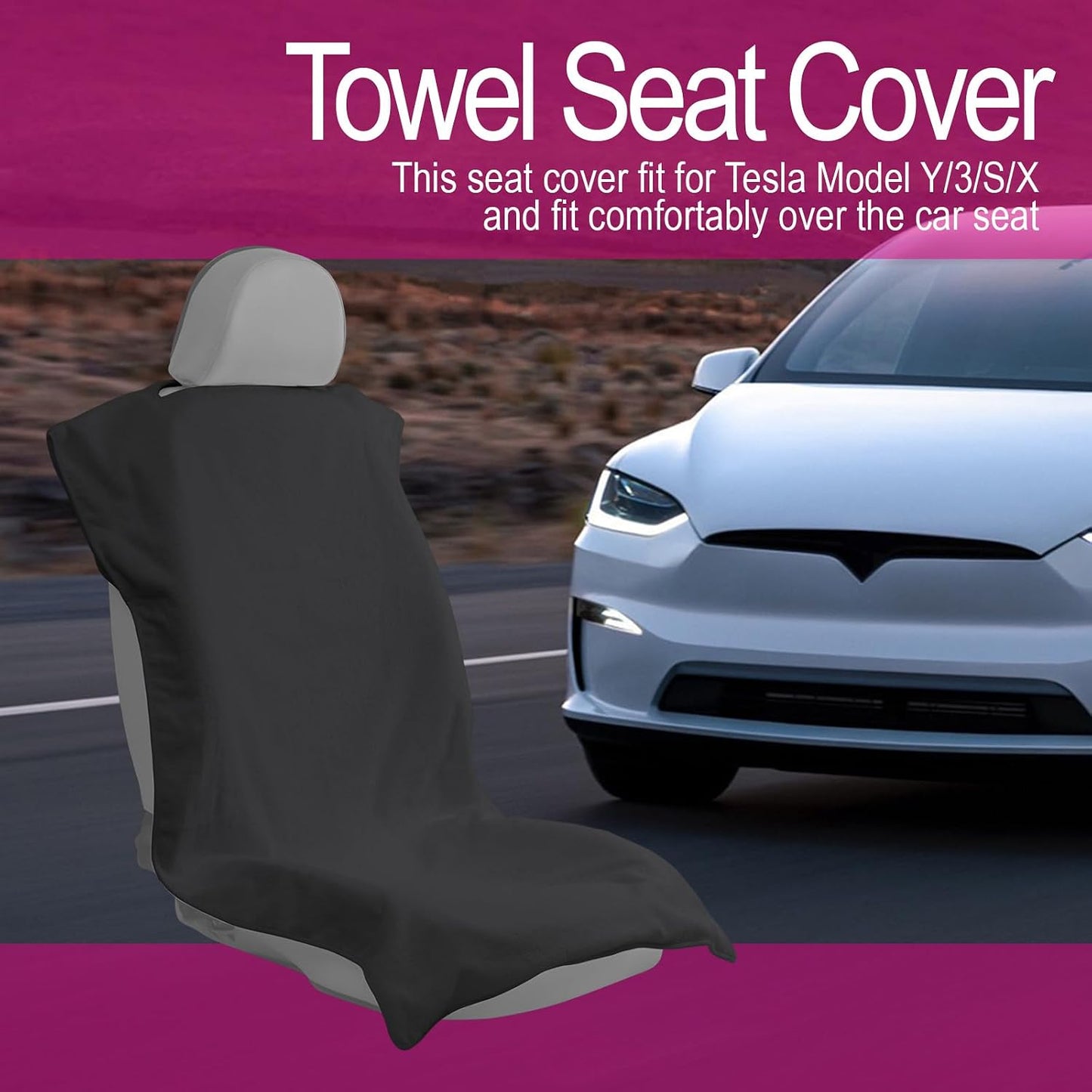 Car Seat Cover Protector Front Seats,for Gym Workout,Running,Swimming,Beach and Hiking,Waterproof Sweat Towel Bucket Seat Covers for Cars SUV Trucks (Black, 1Pcs)