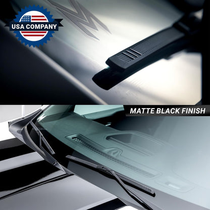 Premium Silicone Carbon Fiber Windshield Wiper Blades 22" & 20" - Patented All-Season, Quiet & Smooth Streak-Free Clean Wipe, OEM Quality, Front Automotive Replacement Wipers for Car & Truck (2 Pack)