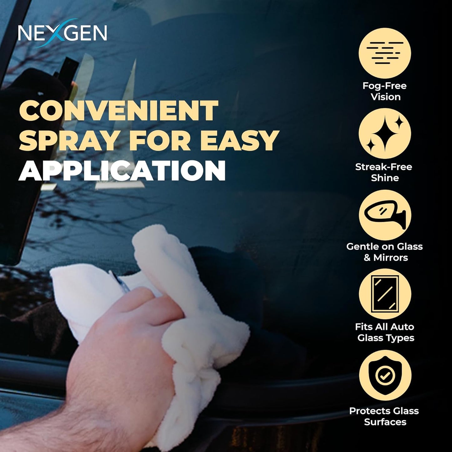 Nexgen Anti-Fog Spray (4oz) - Invisible Protective Coating - Instant Car Detailing for Streak-Free, Crystal Clear Finish - Car Cleaning Supplies - Ideal for Windshields, Mirrors, Helmets & More