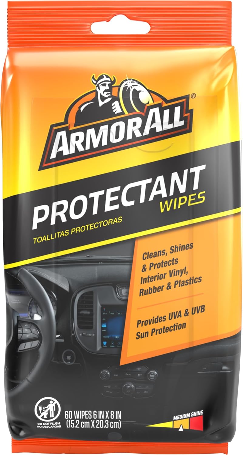 Armor All Car Protectant Wipes, Interior Car Wipes with UV Protection Against Cracking and Fading, 60 Wipes