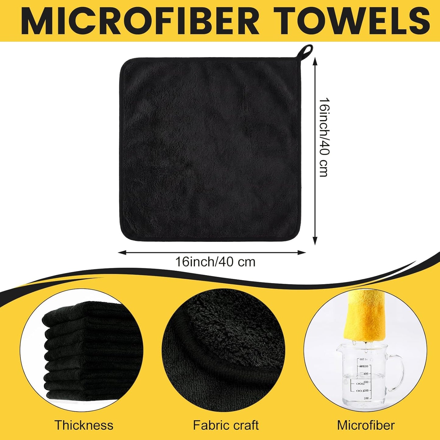 Tallew 40 Pcs Microfiber Towels:16"x16" Microfiber Drying Towels Bulk Micro Fiber Car Cleaning Cloth for Cars Drying Washing Polishing Office Windows Cleaning Household Supplies (Yellow)