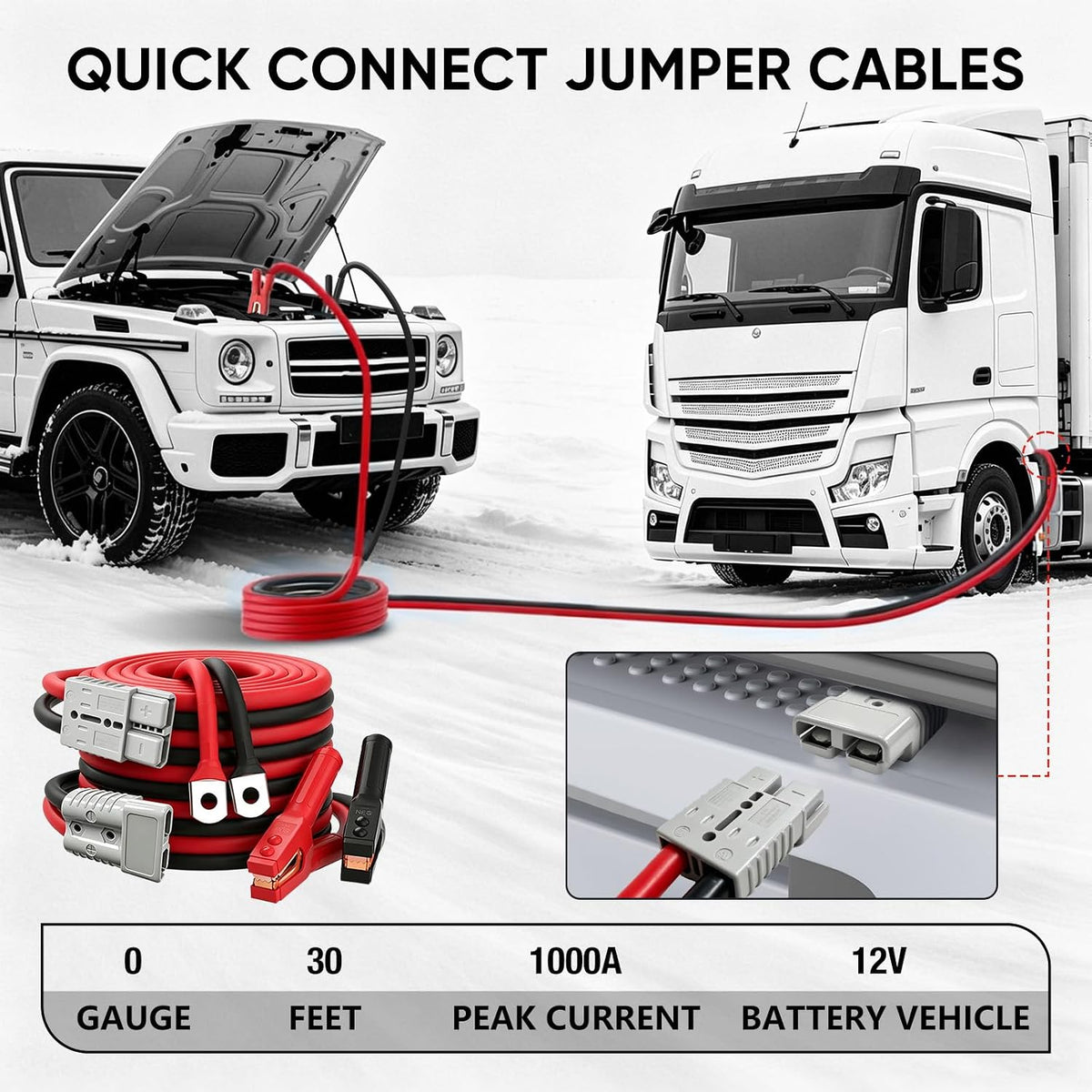NOONE Jumper Cables for Car Battery, Heavy Duty Automotive Booster Cables for Jump Starting Dead or Weak Batteries (10-Feet)
