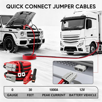 NOONE Jumper Cables for Car Battery, Heavy Duty Automotive Booster Cables for Jump Starting Dead or Weak Batteries (10-Feet)