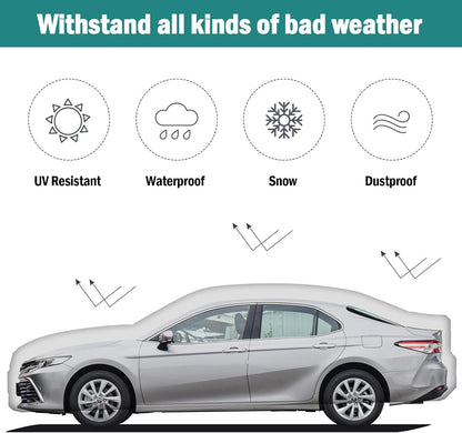Car Cover Custom Fit for Toyota Corolla 2000-2025, Honda Civic 1991-2025, Waterproof All Weather Full Exterior Cover Rain Sun Protector Car Cover with Door Zipper