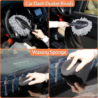 THINKWORK Car Cleaning Kit, Car Detailing Kit Interior Cleaner with High Power Handheld Vacuum, 10Pcs Detailing Brush and Storage Bag, Gray Auto Interior Cleaning Kit for Men
