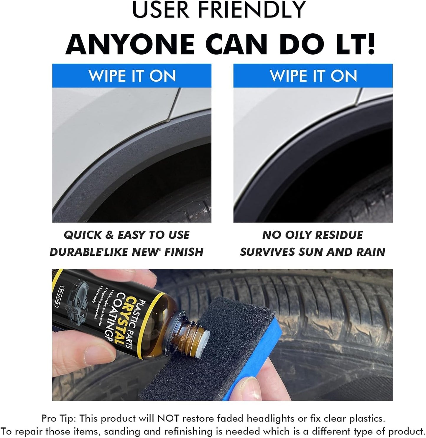 Plastic Restorer for Cars, Ceramic Coating Black Trim Restoration, Plastic Trim Restorer for Automotive Exterior and Interior, Resists Water, UV Rays, Dirt