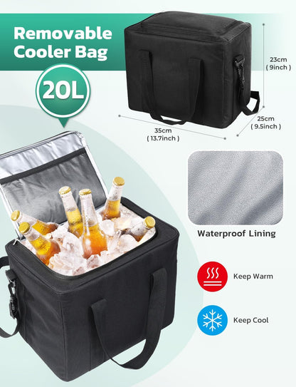 Oasser Car Trunk Organizer, 3 Compartments Collapsible Waterproof Car Organizer Storage with Foldable Cover, Reflective Strip, Non-Slip Bottom, 4 Mesh Pockets for SUV/Truck/Sedan/Camping/Road Trip