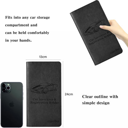 TILDOSAC 2Pack Leather Car Registration and Insurance Card Holder, Car Document Holder for Cards License with Magnetic Shut (Black)