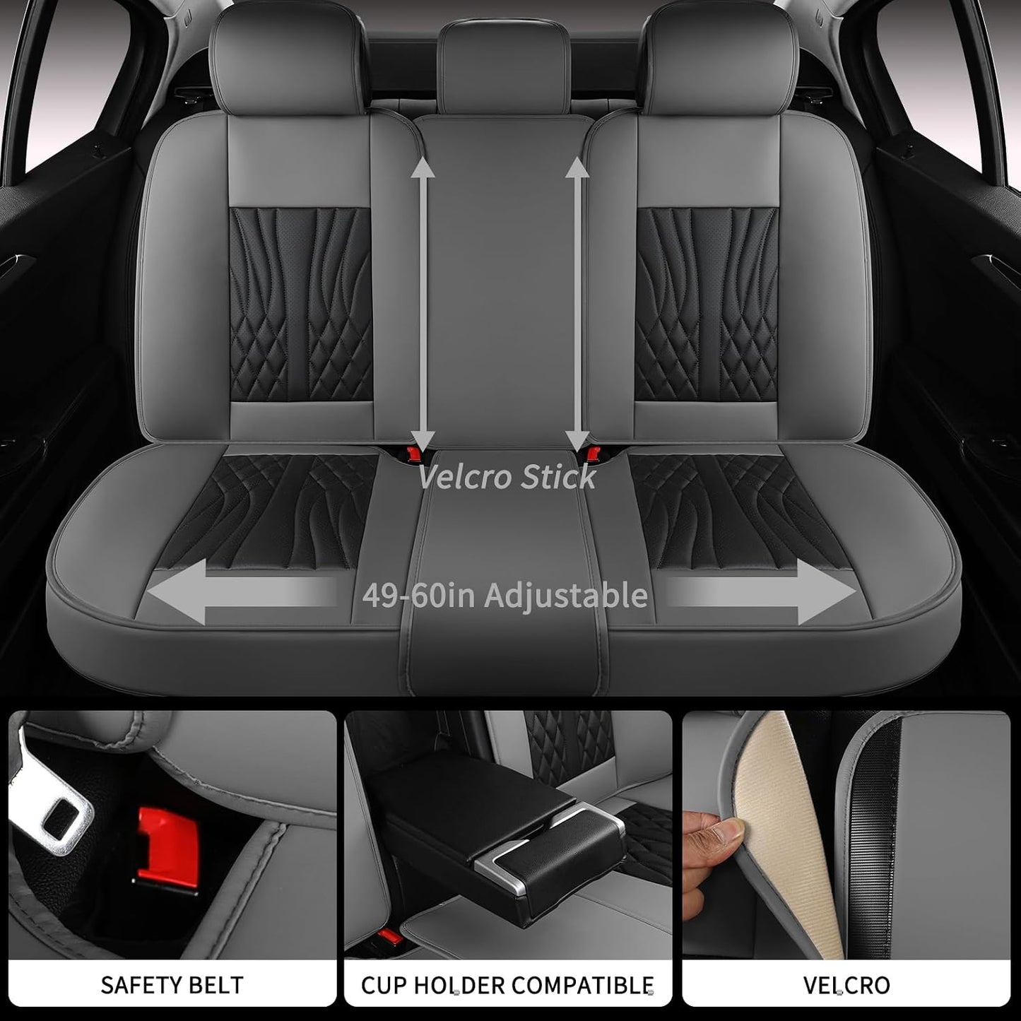 MINGBRON Leather Car Seat Covers,Car Seat Protector Waterproof,Seat Covers Full Set, Car Seat Protectors 5 Seats,Automotive Seat Covers Fit Most Cars Wine Red
