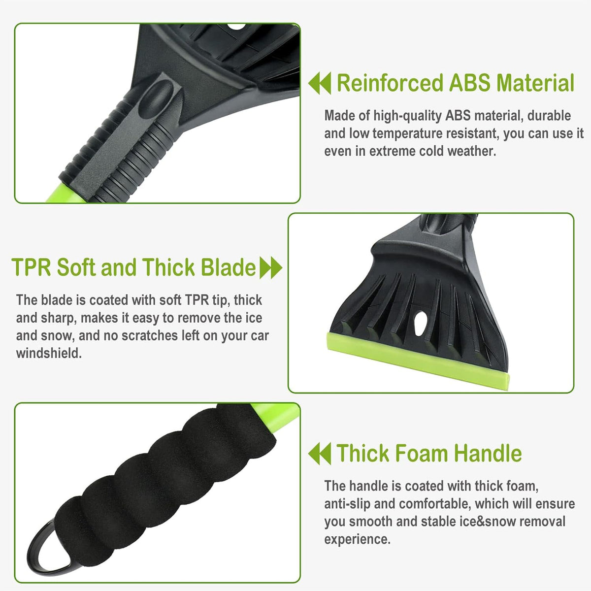 45.6" Ice Scraper and Snow Brush for Car Windshield [Silicone Bristles] ,3-in-1 Extendable Emergency Snow Shovel with Ergonomic Foam Grip and 360° Pivoting Brush Head for Christmas, Car Auto Truck SUV
