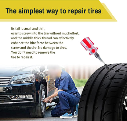 60PCS Tire Repair Rubber Nail, Vacuum Tire Repair Kits Spiral Rubber Nails, Tire Screw Plug Fast Tool Self Service Tire Repair Nail for car, Motorcycle, Truck, Tractor Tire Puncture Repair