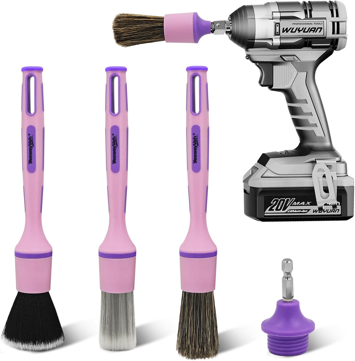 YeewayVeh Car Detailing Brush Set, 3 Pack Ultra Soft Boars Hair Detailing Brushes for Leather Seat Air Vents Engine Bay, Auto Detail Brushes Car Detailing for Interior Exterior, Indigo