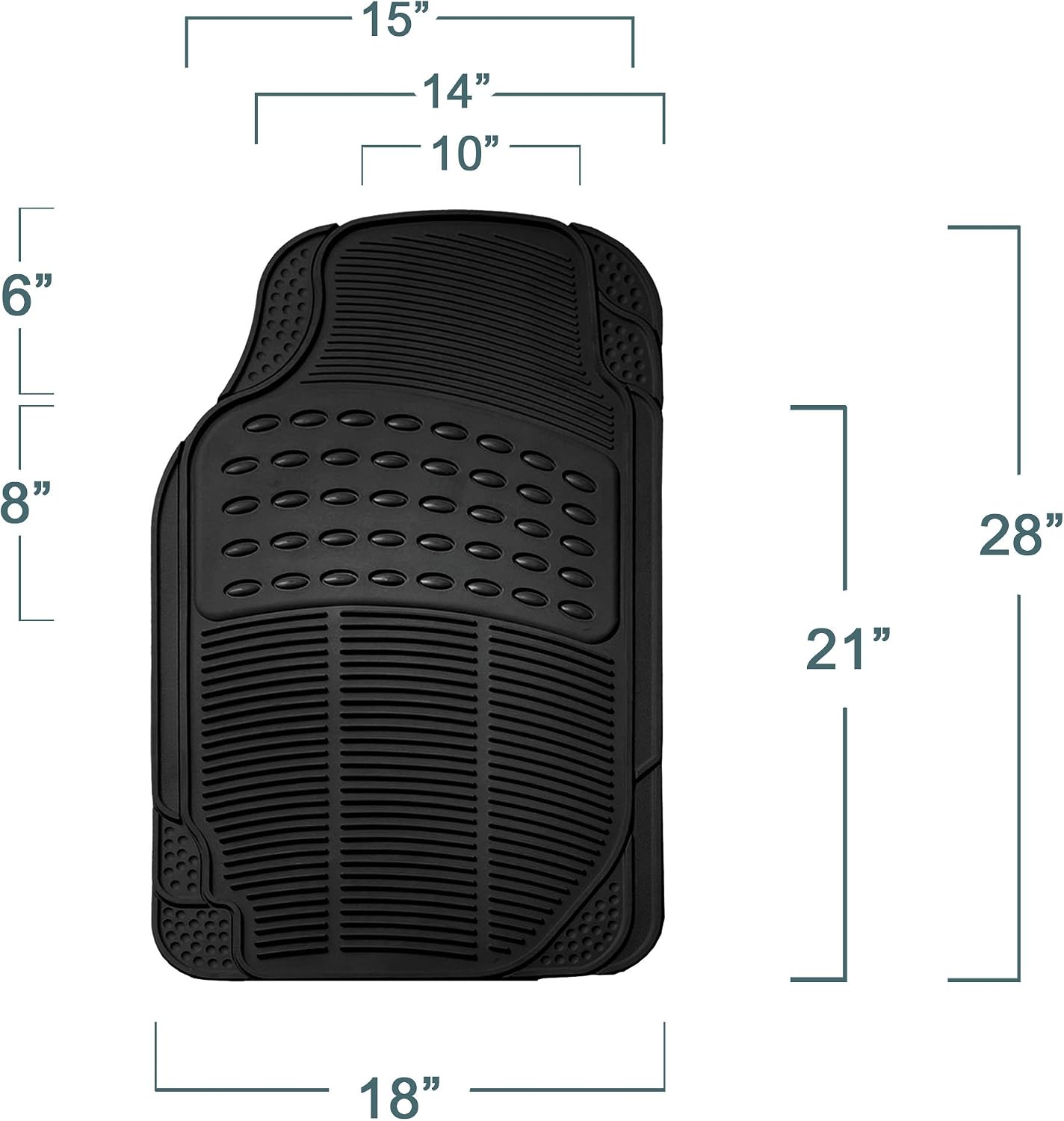 FH Group Automotive Floor Mats Solid ClimaProof for all weather protection Universal Fit Trimmable Heavy Duty fits most Cars, SUVs, and Trucks, 3pc Full Set Black