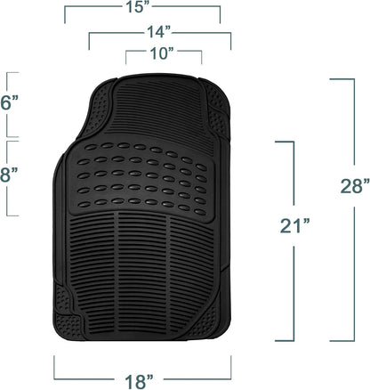 FH Group Automotive Floor Mats Solid ClimaProof for all weather protection Universal Fit Trimmable Heavy Duty fits most Cars, SUVs, and Trucks, 3pc Full Set Black