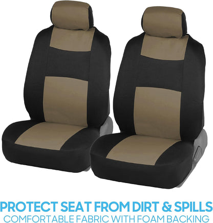 BDK PolyPro Car Seat Covers Full Set in Charcoal on Black – Front and Rear Split Bench for Cars, Easy to Install Cover Set, Accessories Auto Trucks Van SUV