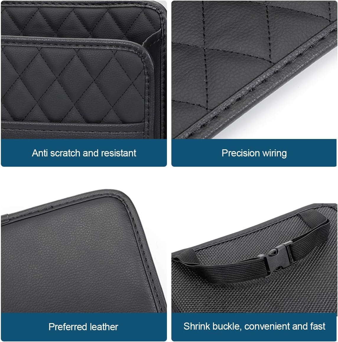 Mandark Car Seat Back Organizer, PU Leather Vehicle Backseat Hanging Storage Pocket, Multipurpose Auto Travel Essentials Accessories for Kids & Adults, Universal for Most Cars (Black)