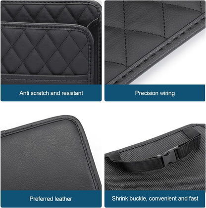 Mandark Car Seat Back Organizer, PU Leather Vehicle Backseat Hanging Storage Pocket, Multipurpose Auto Travel Essentials Accessories for Kids & Adults, Universal for Most Cars (Black)